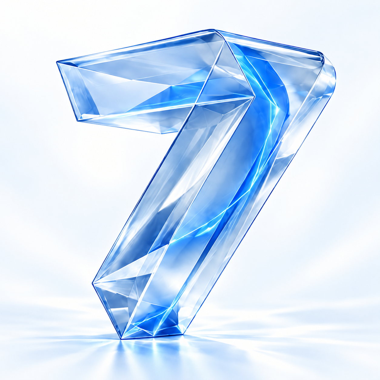 Número 7 em cristal azul, símbolo da Level7 Digital